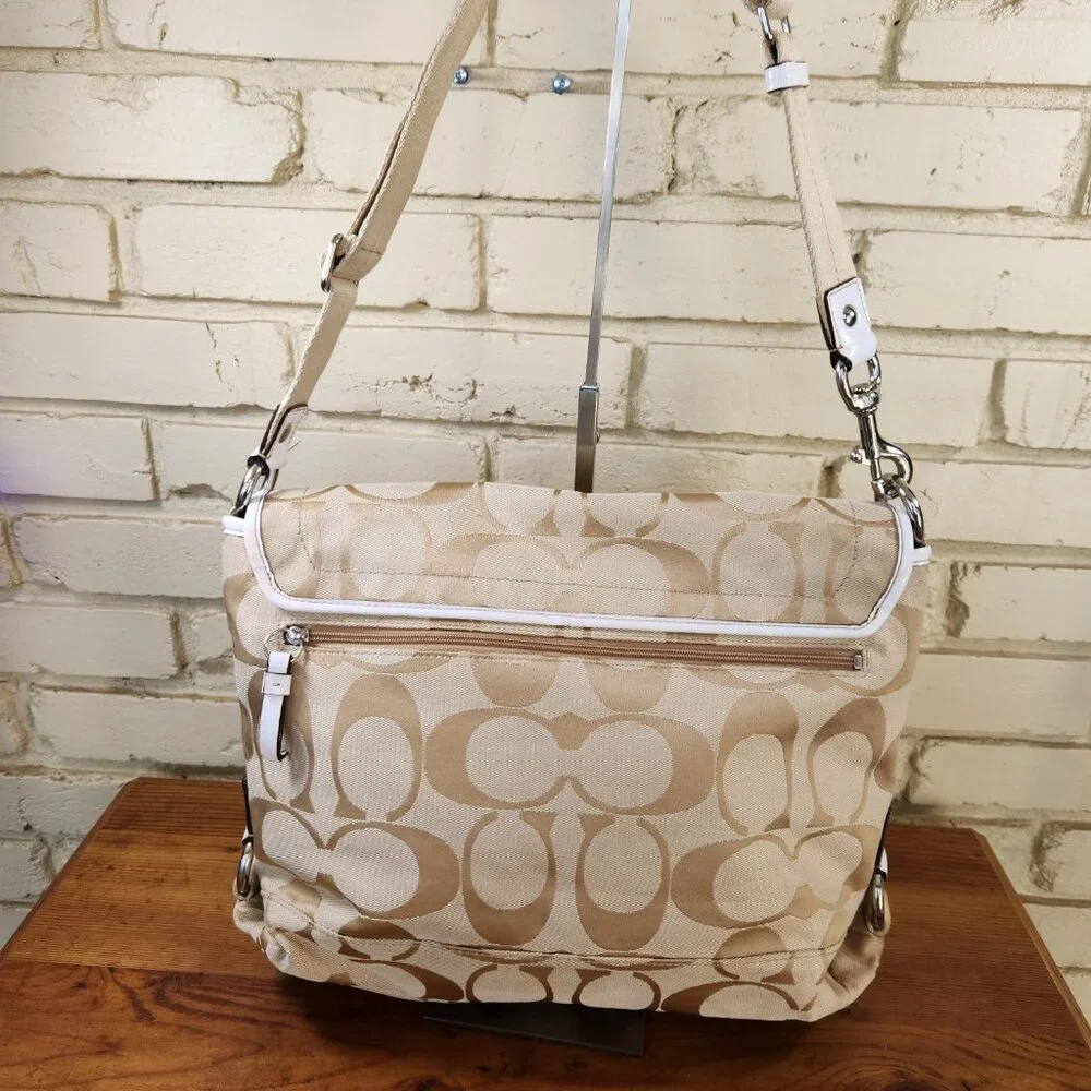 Coach Kyra Signature Khaki Messenger Shoulder Bag Purse